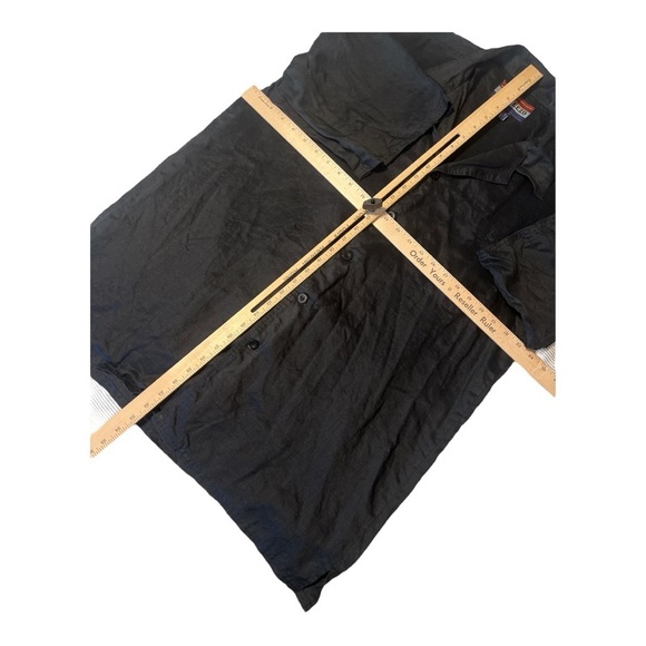 Vezzo The Original Fashion Factory 100% Linen Black Short Sleeve Button Down SE1 - Picture 4 of 4